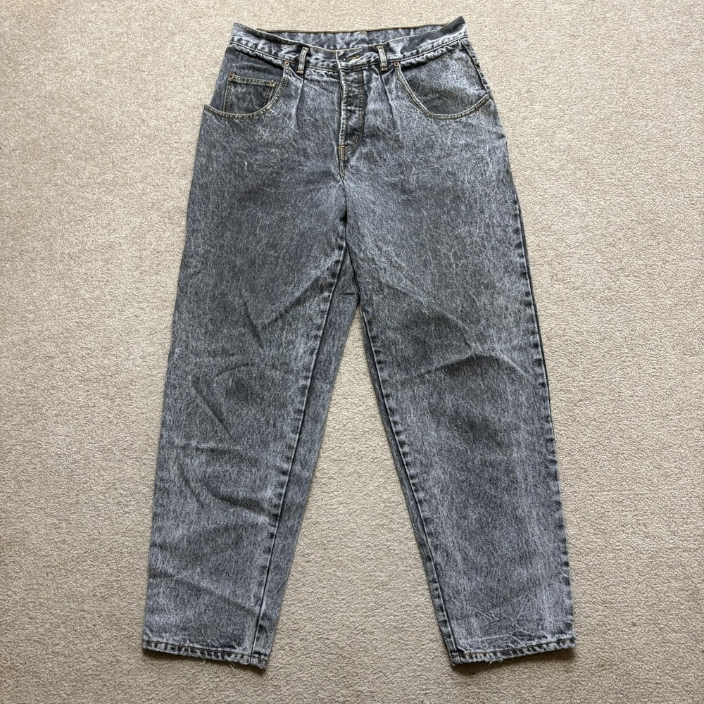 Vtg 80s Gap Jeans 32x30.5 Gray Relaxed Tapered Acid Wash Button‎ Fly Denim Pants